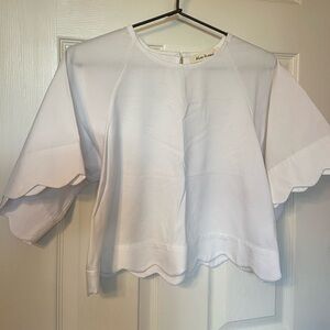 Blue Tassel White Flutter-Sleeve Crop Top – Designer Sample